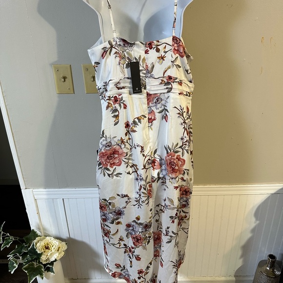 Lulu's Cream Floral Midi Dress with Pink & Purple Blooms - Picture 7 of 7